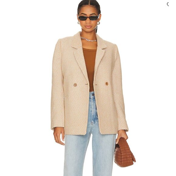 Anine Bing Jackets & Blazers - Anine Bing Kaia Beige Herringbone Oversized Blazer - Size M